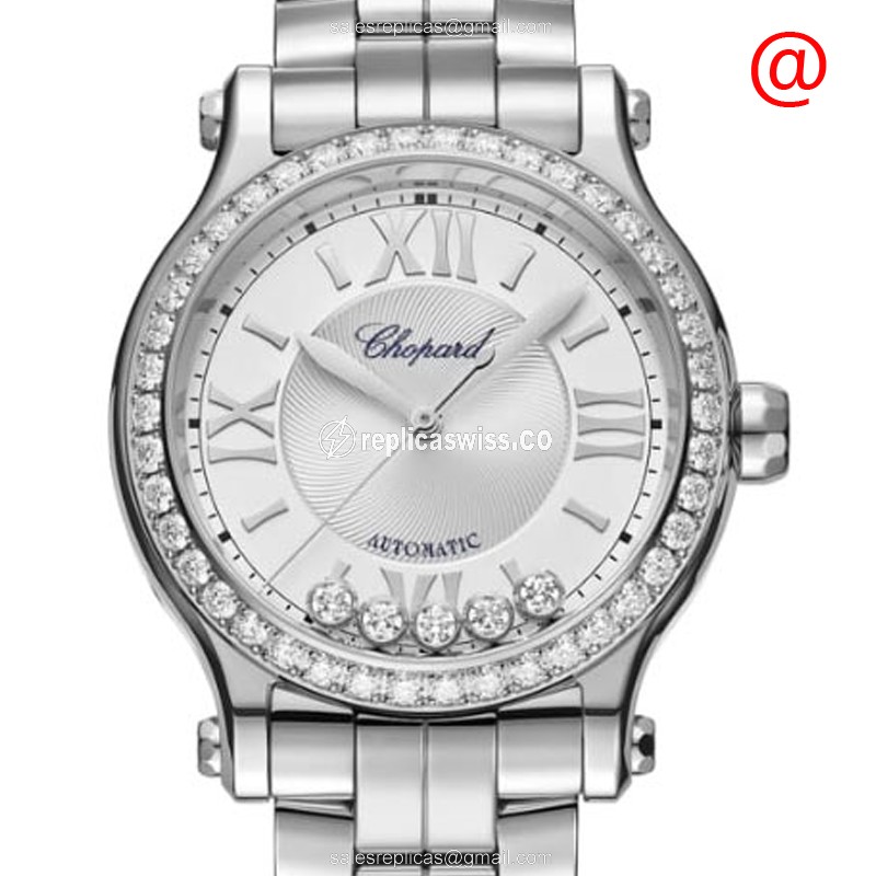 Chopard Happy Sport Replica - Automatic - Stainless Steel - Diamonds - Silver Dial